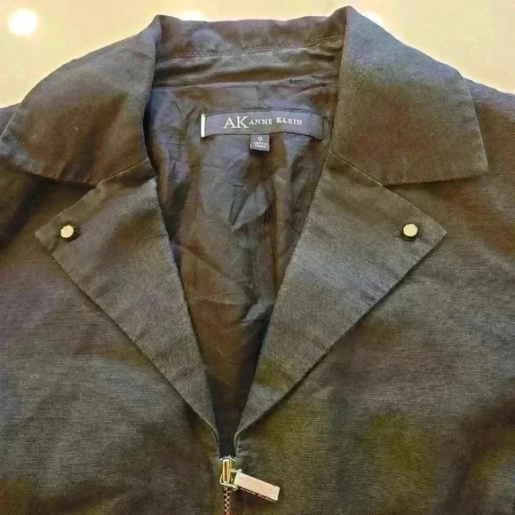 Anne Klein Womens Linen Cotton Blend Jacket Navy Size 8 - Picture 8 of 14